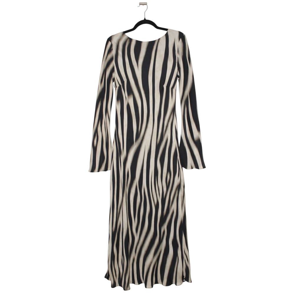 Mango Black and Cream Zebra-Print Maxi Dress